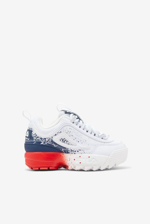 Zapatillas Fila Niños Blancas / Azul Marino / Rojas - Little Disruptor 2 Splatter - España 610784MLW